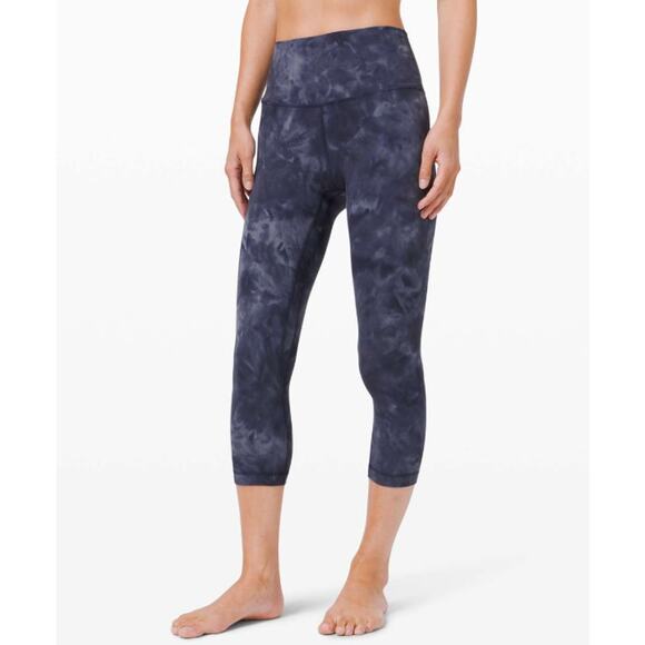 LULULEMON Align High Rise Crop Size 18 Diamond Dye Asphalt Grey Navy 21" Inseam - Picture 1 of 12